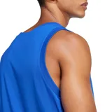 Musculosa deportiva Adidas Essentials color azul, con cuello redondo y logo de la marca bordado en negro en el centro del pecho.