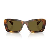 Lentes de sol Miu Miu modelo 07Y, con armazón rectangular de acetato con patrón carey y cristales marrones.
