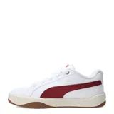 Championes Puma Park Lifestyle Easy, color blanco con detalles en bordó y suela de goma marrón.