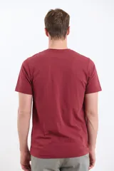 Remera de algodón con cuello redondo y manga corta, de diseño liso con pequeño detalle de etiqueta bordada en el pecho.