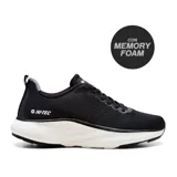 Championes deportivos Hi-Tec London H02, color azul marino con detalles en naranja y suela blanca.