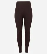 Legging deportiva de tiro alto confeccionada en microfibra acanalada, con diseño ajustado y textura acanalada.