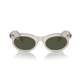Lentes de sol Ray-Ban modelo RB 2242, con montura ovalada transparente y lentes verdes.