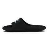 Chanclas Diadora modelo Sulu para mujer, color negro con la tira ancha que incluye el logotipo de la marca en color celeste.