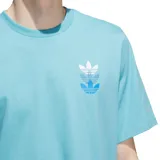 Remera celeste de corte clásico con cuello redondo y mangas cortas. Estampado en el pecho con el logo de Adidas Skateboarding en blanco y celeste.