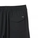 Bermuda negra de poliéster con cintura elástica ajustable con cordón y logo Hurley estampado en el lateral.