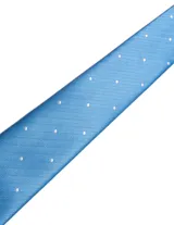 Corbata de seda azul marino con estampado paisley en tonos rosados y blancos.