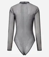 Body de tul transparente Cortelle con estampado animal print, de manga larga, cuello alto y corte ajustado.