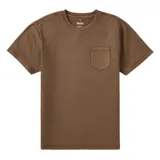 Remera marrón de manga corta con bolsillo en el pecho.