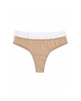 Pack de dos bombachas tipo colaless de algodón, una en color negro y otra en color beige, con diseño liso y clásico.