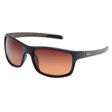Lentes de sol MDQ modelo Rincon con armazón gris oscuro mate y patillas en tono más claro, con cristales degradados en tonos marrones y naranjas.