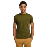 Remera verde militar de manga corta con logo Timberland bordado en el pecho.