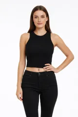 Musculosa de algodón con elastano, de corte ajustado al cuerpo, cuello redondo y diseño sin mangas.