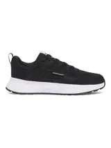 Championes Under Armour modelo Street Mirage, color negro con entresuela blanca. Presentan una parte superior de malla transpirable con superposiciones de gamuza, cierre de cordones y suela de goma duradera.