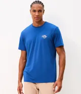 Remera deportiva Get Over de color azul, con tecnología dry, cuello redondo, manga corta y estampa frontal localizada con el texto "Heritage".