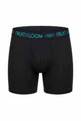 Pack de dos bóxers ajustados Fruit of the Loom, confeccionados en tejido micro-mesh transpirable con tecnología Tri-Cool de secado rápido y control de humedad. Incluye un bóxer color azul y otro color negro, ambos con cintura elástica con logo de la marca.