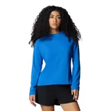 Remera de manga larga Columbia modelo PFG Solar Stream, color azul vibrante, con tecnología de protección solar y absorción de humedad. Presenta cuello redondo y puños extendidos para mayor cobertura.