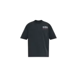 Remera oversize negra de manga corta, con cuello redondo y estampa tipográfica en el pecho con el logo de Allsaints.