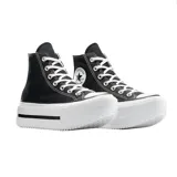 Championes Converse Chuck Taylor All Star Lift Double Stack High Top, color negro con plataforma blanca.