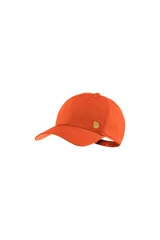 Gorra de béisbol color naranja con logo bordado en dorado.
