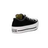 Championes Converse Chuck Taylor All Star Lift Platform de lona negra, con suela de plataforma blanca, puntera de goma y cordones blancos.