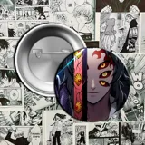 Pin metálico con la imagen de Tanjiro Kamado, personaje del anime Kimetsu no Yaiba.