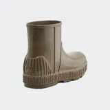 Botas de lluvia grises de caña baja, hechas de material resistente al agua, con suela gruesa con el logo de UGG en relieve.