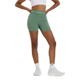 Short deportivo New Balance de tiro alto, color verde salvia, con cintura elástica con logo de la marca.