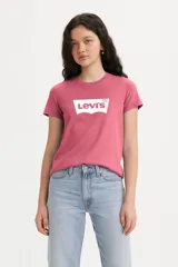 Remera rosa de algodón con logo Levi's Batwing estampado en blanco.