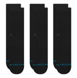 Pack de tres pares de medias Stance de caña media, color negro, con logo de la marca bordado en el lateral y detalle de línea horizontal en color turquesa en la puntera.