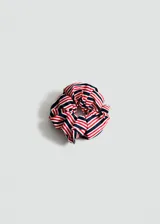 Cole para el pelo de algodón con diseño a rayas en colores rojo, blanco y azul marino.