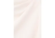 Blusa de poliéster color blanco con cuello redondo drapeado y mangas largas.