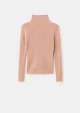 Sweater de punto con acabado brillante, cuello perkins y manga larga, de corte ajustado.