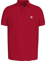 Chomba de algodón orgánico con cuello polo, cartera de dos botones y logo monograma TH bordado en el pecho.