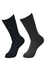 Pack de dos pares de medias de abrigo, una en color negro y otra en color gris, con diseño acanalado y puño elástico.