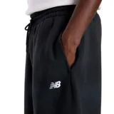 Pantalon de jogging New Balance de corte holgado, color negro, con cintura elástica ajustable mediante cordón y logo de la marca bordado en la pierna.