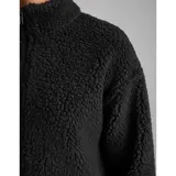 Campera de corderito color blanco, con cierre frontal completo, cuello alto y bolsillo frontal con cierre. Presenta un diseño forrado y cálido, ideal para la temporada de invierno.