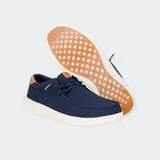 Zapatos Hey Dude Paul Canvas color gris, con detalles en cuero color tostado.