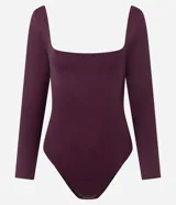 Body de manga larga Blue Steel confeccionado en microfibra de poliamida y elastano. Presenta un diseño ajustado al cuerpo con escote cuadrado y cierre inferior mediante botones de presión.