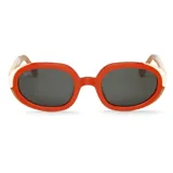 Lentes de sol Mr Boho modelo Solarte con armazón ovalado de acetato en color terracota y detalles en crema en las varillas. Lentes oscuros con protección UV.