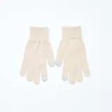 Pack de dos pares de guantes de punto color beige, con diseño de puño elástico y detalle en las puntas de los dedos para uso táctil.