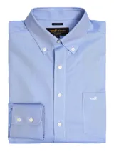 Camisa de manga larga de la marca Rockford, modelo Wor Travel, en color azul. Presenta cuello italiano abotonado, cierre frontal de botones, bolsillo en el pecho con el logo bordado y puños con doble botón.