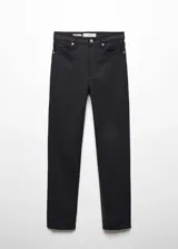 Pantalón jeans modelo Claudia de corte slim y tiro medio, con efecto encerado, diseño crop y bolsillos clásicos.