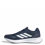 Championes de running Adidas modelo Runfalcon 5, color azul marino con detalles en blanco. Presentan parte superior de malla transpirable, entresuela con tecnología Cloudfoam para mayor amortiguación y suela de goma Adiwear.