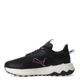 Championes Puma Extend Lite de mujer, color negro con detalles en rosa y celeste.