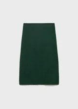 Falda midi de punto en color verde oscuro, con diseño evasé y cintura elástica para un ajuste cómodo.