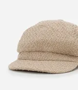 Boina color beige confeccionada en tweed con visera curva.