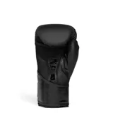 Guantes de boxeo Everlast Elite unisex, color negro con detalles dorados y logo de la marca.