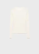 Jersey de punto fino en canalé, de corte entallado, con cuello redondo y manga larga.