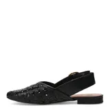 Zapatos destalonados Bottero de cuero negro con diseño trenzado, punta cuadrada y hebilla metálica dorada en la tira trasera.